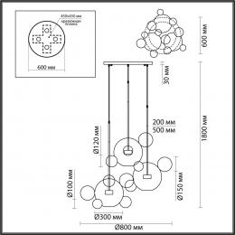 Odeon light 4640/36LA L-VISION (В 3-Х КОРОБКАХ) ODL21 331 золотой/прозрачный Люстра LED 36W 4000K BUBBLES  - 2 купить